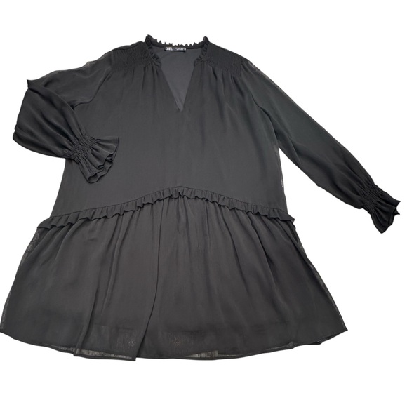 Zara Elegant Black Long Sleeve Dress - Picture 2 of 7